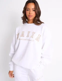 Cheap Kaiia Sport Oversized Sweatshirt White & Sand Sculpt & Leisure | Kaiia The Label