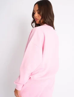 Clearance Kaiia Sport Oversized Sweatshirt Pink & Red Sculpt & Leisure | Kaiia The Label