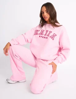Clearance Kaiia Sport Oversized Sweatshirt Pink & Red Sculpt & Leisure | Kaiia The Label