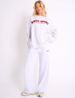 Fashion Kaiia Sport Oversized Sweatshirt Grey Marl & Red Sculpt & Leisure | Kaiia The Label