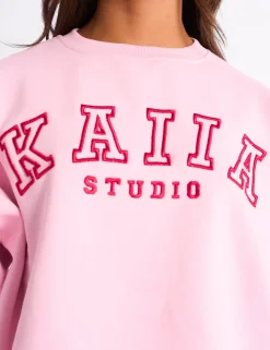 Clearance Kaiia Sport Oversized Sweatshirt Pink & Red Sculpt & Leisure | Kaiia The Label