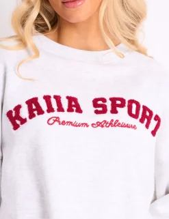 Fashion Kaiia Sport Oversized Sweatshirt Grey Marl & Red Sculpt & Leisure | Kaiia The Label
