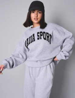 Hot Kaiia Sport Slogan Oversized Sweatshirt Grey Marl Sculpt & Leisure | Kaiia The Label