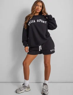 Flash Sale Kaiia Sport Slogan Sweatshirt Black Sculpt & Leisure | Kaiia The Label