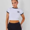 Store Kaiia Sporty Baby Tee with Contrast Binding in and White Sculpt & Leisure | Kaiia The Label