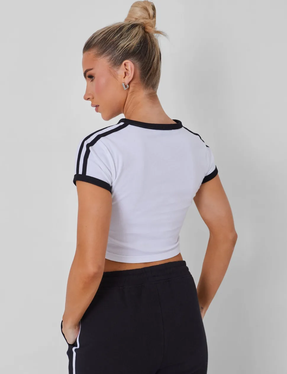 Store Kaiia Sporty Baby Tee with Contrast Binding in and White Sculpt & Leisure | Kaiia The Label