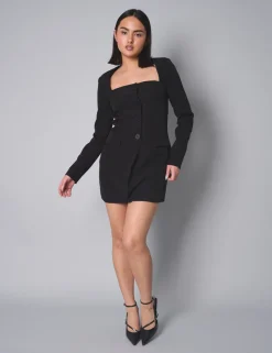 Store Kaiia Square Neck Long Sleeve Tailored Dress Sculpt & Leisure | Kaiia The Label