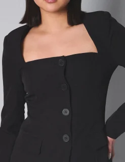 Store Kaiia Square Neck Long Sleeve Tailored Dress Sculpt & Leisure | Kaiia The Label