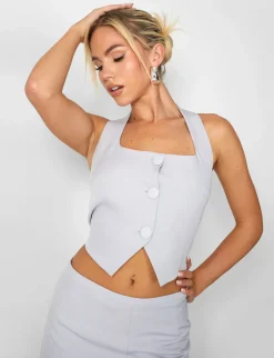 Outlet Kaiia Square Neck Waistcoat Top Co-ord in Sculpt & Leisure | Kaiia The Label