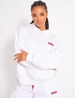 Clearance Kaiia Star Graphic Oversized Hoodie White & Hot Pink Sculpt & Leisure | Kaiia The Label