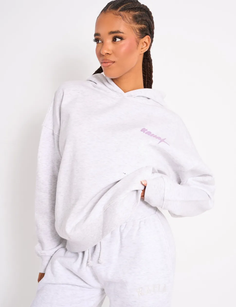 Cheap Kaiia Star Graphic Oversized Hoodie Grey Marl Sculpt & Leisure | Kaiia The Label