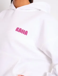 Clearance Kaiia Star Graphic Oversized Hoodie White & Hot Pink Sculpt & Leisure | Kaiia The Label