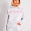 Best Kaiia Studio Borg Bubble Logo Oversized Hoodie Grey Marl & Pink Sculpt & Leisure | Kaiia The Label