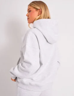 Best Kaiia Studio Borg Bubble Logo Oversized Hoodie Grey Marl & Pink Sculpt & Leisure | Kaiia The Label