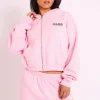 Cheap Kaiia Studio Bubble Logo Zip Through Crop Hoodie Pink Sculpt & Leisure | Kaiia The Label