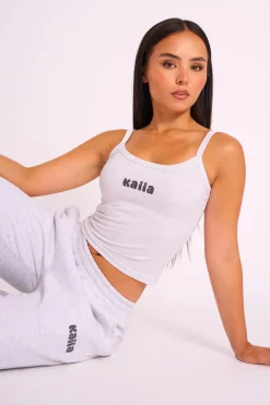 Cheap Kaiia Studio Bubble Logo Cami Top Grey Marl Sculpt & Leisure | Kaiia The Label