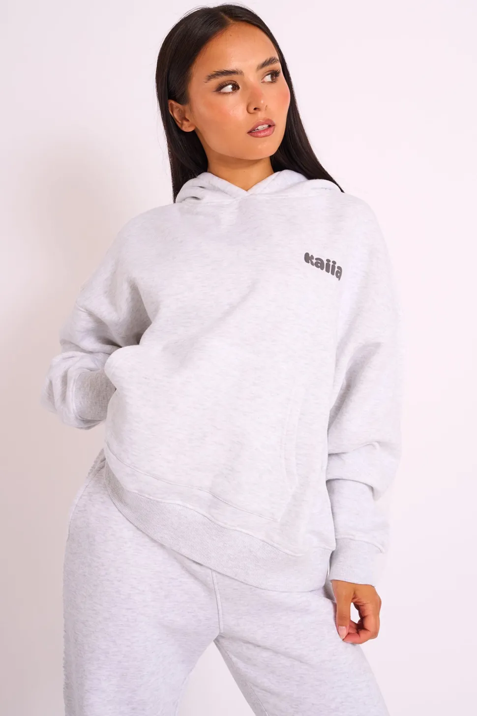 Flash Sale Kaiia Studio Bubble Logo Oversized Hoodie Grey Marl Sculpt & Leisure | Kaiia The Label