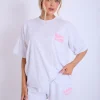 Fashion Kaiia Studio Bubble Logo Oversized T-shirt Light Grey Marl & Pink Sculpt & Leisure | Kaiia The Label