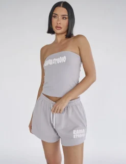 Shop Kaiia Studio Bubble Logo Bandeau Top Light Grey Sculpt & Leisure | Kaiia The Label