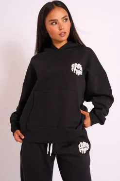 Cheap Kaiia Studio Bubble Logo Oversized Hoodie Black Sculpt & Leisure | Kaiia The Label