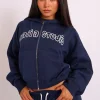 Shop Kaiia Studio Bubble Logo Zip Through Hoodie Navy Sculpt & Leisure | Kaiia The Label