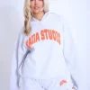 Best Sale Kaiia Studio Bubble Logo Oversized Hoodie Light Grey Marl & Orange Back In Stock | Sculpt & Leisure