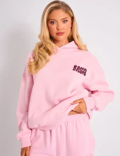 Online Kaiia Studio Bubble Logo Oversized Hoodie Pink & Plum Sculpt & Leisure | Kaiia The Label