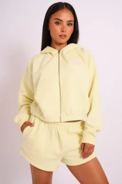 Shop Kaiia Studio Bubble Logo Zip Through Hoodie Yellow Sculpt & Leisure | Kaiia The Label