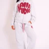 New Kaiia Studio Bubble Logo Zip Up Hoodie Grey Marl & Red Sculpt & Leisure | Kaiia The Label