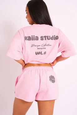 Shop Kaiia Studio Bubble Logo Oversized Tee in Pink Sculpt & Leisure | Kaiia The Label
