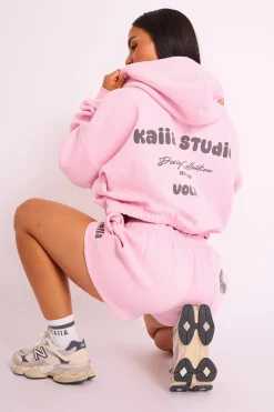 Cheap Kaiia Studio Bubble Logo Zip Through Crop Hoodie Pink Sculpt & Leisure | Kaiia The Label
