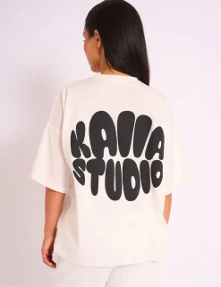 Store Kaiia Studio Bubble Logo Oversized Tee White & Black Sculpt & Leisure | Kaiia The Label