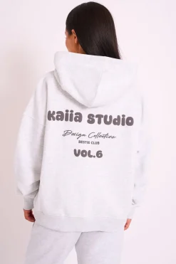 Flash Sale Kaiia Studio Bubble Logo Oversized Hoodie Grey Marl Sculpt & Leisure | Kaiia The Label