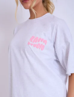 Fashion Kaiia Studio Bubble Logo Oversized T-shirt Light Grey Marl & Pink Sculpt & Leisure | Kaiia The Label