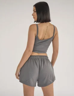 Cheap Kaiia Studio Bubble Logo Cami Vest Top Dark Grey & Lilac Sculpt & Leisure | Kaiia The Label