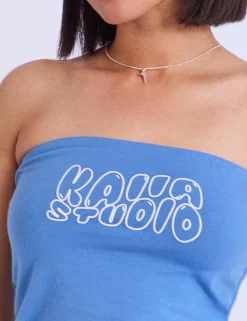 Best Kaiia Studio Bubble Logo Bandeau Top Blue Sculpt & Leisure | Kaiia The Label