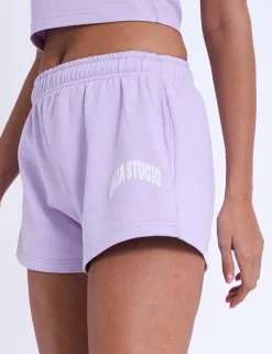 Fashion Kaiia Studio Bubble Logo Mini Sweat Shorts Violet Sculpt & Leisure | Kaiia The Label