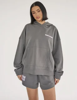 Best Kaiia Studio Bubble Logo Oversized Hoodie Dark Grey & Lilac Sculpt & Leisure | Kaiia The Label