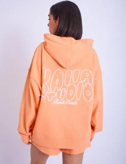 Clearance Kaiia Studio Bubble Logo Oversized Hoodie Light Orange Tracksuits | Tracksuits