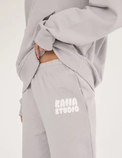 Best Kaiia Studio Bubble Logo Cuffed Joggers Light Grey Sculpt & Leisure | Kaiia The Label