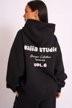 Cheap Kaiia Studio Bubble Logo Oversized Hoodie Black Sculpt & Leisure | Kaiia The Label