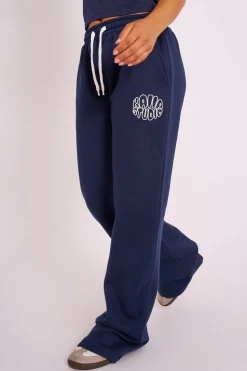 Store Kaiia Studio Bubble Logo Wide Leg Joggers Navy Sculpt & Leisure | Kaiia The Label