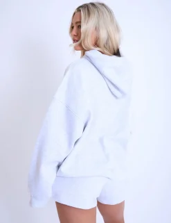 Best Sale Kaiia Studio Bubble Logo Oversized Hoodie Light Grey Marl & Orange Back In Stock | Sculpt & Leisure