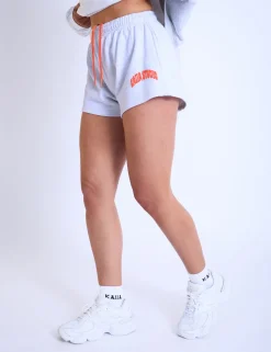 Best Kaiia Studio Bubble Logo Mini Sweat Shorts Light Grey Marl & Orange Back In Stock | Sculpt & Leisure