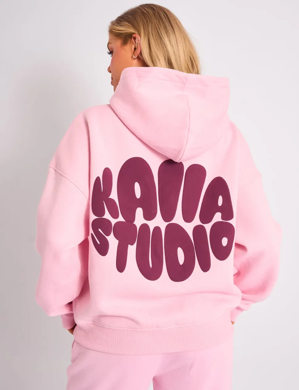 Online Kaiia Studio Bubble Logo Oversized Hoodie Pink & Plum Sculpt & Leisure | Kaiia The Label