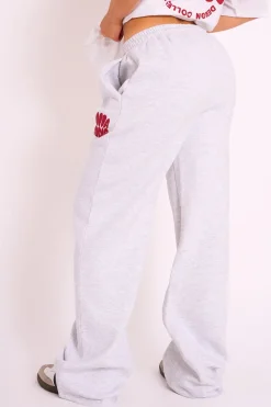 New Kaiia Studio Bubble Logo Wide Leg Jogger Grey Marl & Red Sculpt & Leisure | Kaiia The Label