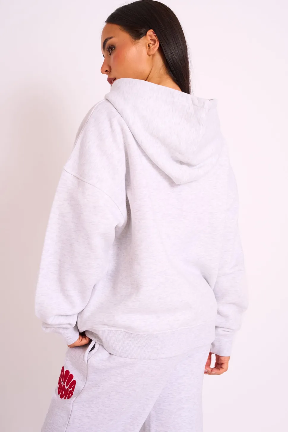 New Kaiia Studio Bubble Logo Zip Up Hoodie Grey Marl & Red Sculpt & Leisure | Kaiia The Label