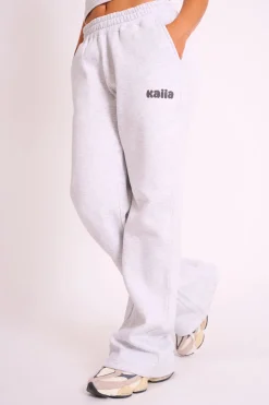 Outlet Kaiia Studio Bubble Logo Wide Leg Jogger Grey Marl Sculpt & Leisure | Kaiia The Label
