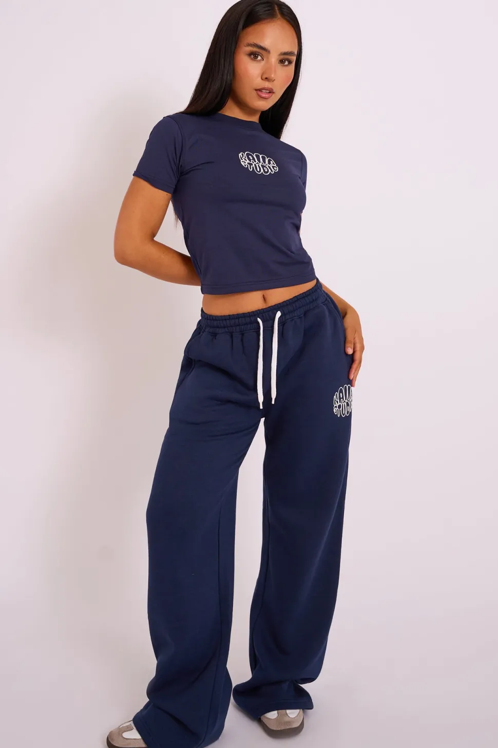 Clearance Kaiia Studio Bubble Logo Baby Tee Navy Sculpt & Leisure | Kaiia The Label