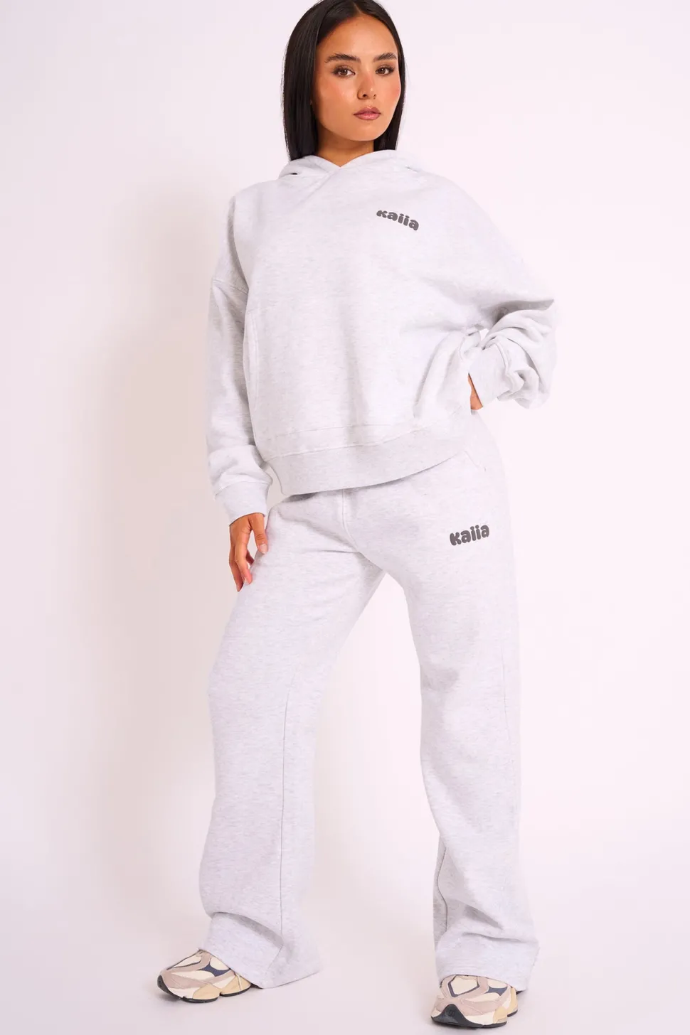 Flash Sale Kaiia Studio Bubble Logo Oversized Hoodie Grey Marl Sculpt & Leisure | Kaiia The Label